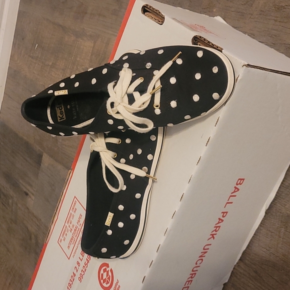 Keds Shoes - Keds by Kate Spade black with white polka-dots size 8.5 in EUC.